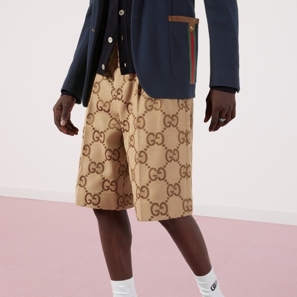 size 50 L Gucci GG Canvas Beige Shorts Men Brown Wide Leg - Picture 3 of 11